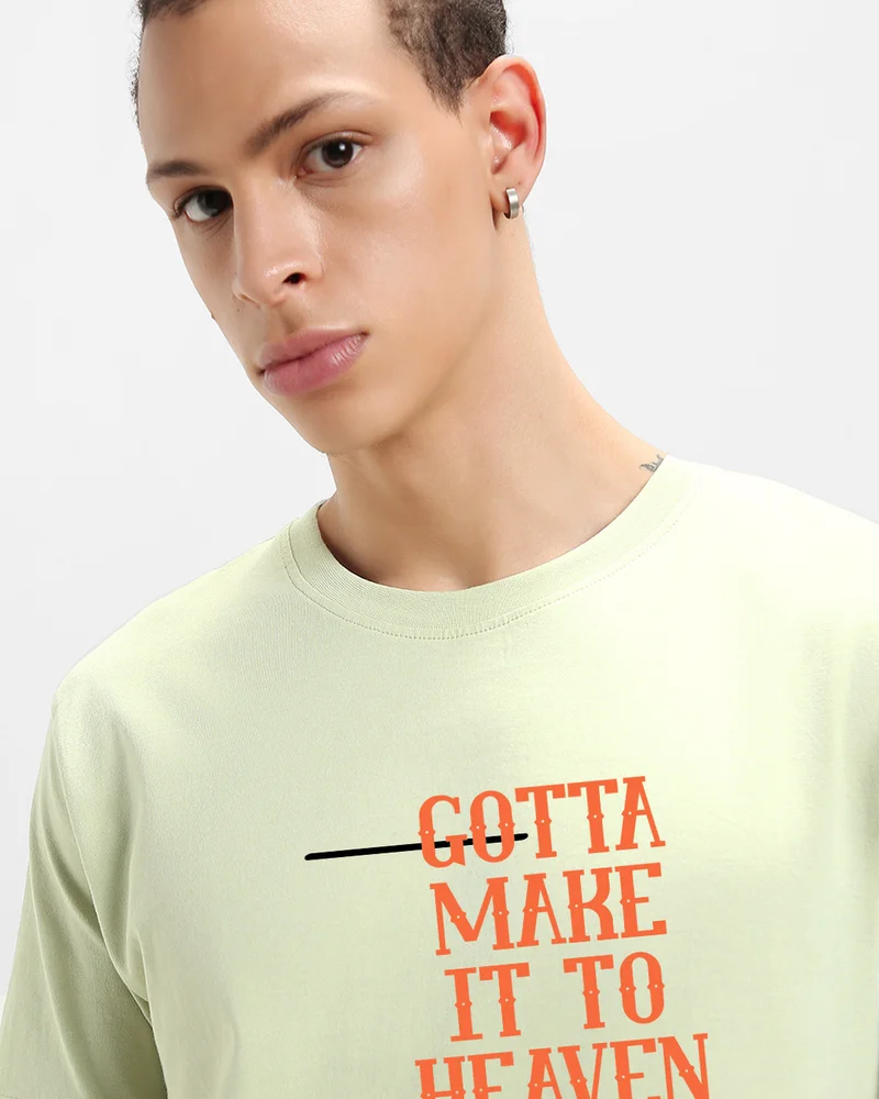bewakoof  Men's Fog Green Heaven Graphic Printed T-shirt for Men | Best Price UAE